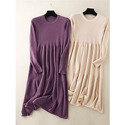 Women's Sweater Dress Jumper Dress Casual Dress Midi Dress Active Plain Outdoor Casual Holiday Vacation Crew Neck Long Sleeve Ruched 2023 Loose Fit Black Red Blue One Size Lightinthebox Women's Sweater Dress Jumper Dress Casual Dress Midi Dress Active Plain Outdoor Casual Holiday Vacation Crew Neck Long Sleeve Ruched 2023 Loose Fit Black Red Blue One Size Lightinthebox