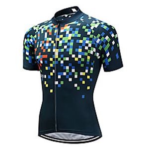 21Grams Women's Men's Short Sleeve Cycling Jersey Summer Spandex Polyester BlueGreen Plaid Checkered Bike Jersey Top Mountain Bike MTB Road Bike Cycling UV Resistant Quick Dry Breathable Sports miniinthebox