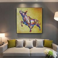 Handmade Oil Painting Canvas Wall Art Decoration Modern Abstract   Animal Bullfighting for Home Decor Rolled Frameless Unstretched Painting miniinthebox - thumbnail