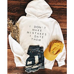 Women's Pullover Hoodie Sweatshirt Graphic Text Letter Daily Weekend Basic Casual Hoodies Sweatshirts  Cotton Slim White Black miniinthebox