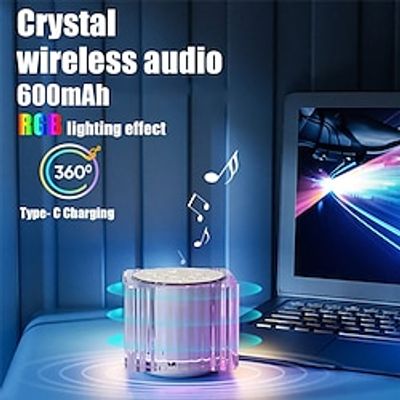 Rgb Ambient Crystal Led Light 360 Surround Sound Portable Smart Multifunctional Mini Wireless Speaker With Fm Radio And Tf Card Support miniinthebox