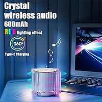 Rgb Ambient Crystal Led Light 360 Surround Sound Portable Smart Multifunctional Mini Wireless Speaker With Fm Radio And Tf Card Support miniinthebox - thumbnail