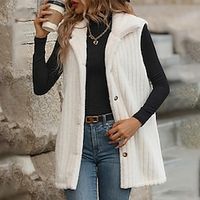Women's Sherpa Vest Fleece Teddy Vest Gilet Fall Thermal Warm Sleeveless Winter Coat Plush Jacket Sleeveless with Pockets White Lightinthebox - thumbnail
