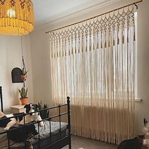 Boho Macrame Curtains Sliding Door Curtain Woven Bohemian Tapestry Decor,Outdoor Curtain Privacy, Patio Wedding Decoration, Room Divider for Pergola, Gazebo, Balcony, Porch Lightinthebox