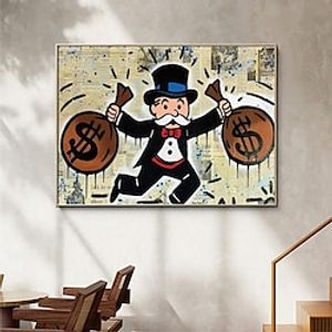 Handmade Hand Painted Oil Painting Wall Street Art Modern Abstract Alec Monopoly Millionaire Painting Home Decoration Decor Rolled Canvas No Frame Unstretched miniinthebox
