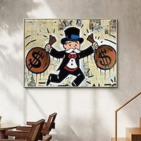 Handmade Hand Painted Oil Painting Wall Street Art Modern Abstract Alec Monopoly Millionaire Painting Home Decoration Decor Rolled Canvas No Frame Unstretched miniinthebox - thumbnail
