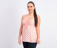 Womens Gingham Strapless Tops  Pink Combo - thumbnail