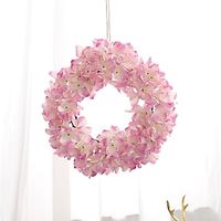 1Pc 15Inch Artificial Hydrangea Wreath Plastic Rattan Ring Fabric Hydrangea Suitable For Indoor And Outdoor Wall Hanging Decoration Wreath miniinthebox - thumbnail