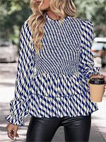 Women's Retro Black And White Striped Blouse Bell Sleeve Temperament Blouses