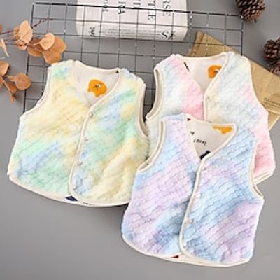 Toddler Girls' Vest Coat Solid Color Active Outdoor Coat Outerwear 3-7 Years Fall milky Creamy white reversible Pink Reversible Lightinthebox