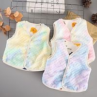 Toddler Girls' Vest Coat Solid Color Active Outdoor Coat Outerwear 3-7 Years Fall milky Creamy white reversible Pink Reversible Lightinthebox - thumbnail