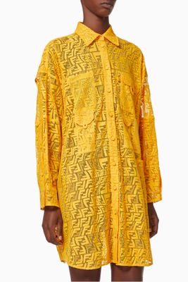 FF Fisheye Motif Shirt Dress in Cotton Lace FF Fisheye Motif Shirt Dress in Cotton Lace