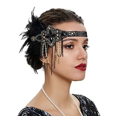 Feather Flapper Headpiece Black Rhinestone 1920s Headband the Great Gatsby Hair Accessories Lightinthebox