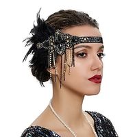 Feather Flapper Headpiece Black Rhinestone 1920s Headband the Great Gatsby Hair Accessories Lightinthebox - thumbnail