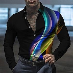 Men's Shirt Gradient Abstract Graphic Prints Turndown Blue Purple Outdoor Street Long Sleeve Print Clothing Apparel Fashion Streetwear Designer Soft Lightinthebox