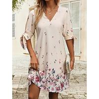 Women's Crew Neck Split Sleeve Midi Dress Short Sleeve Summer Spring Lightinthebox