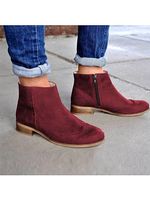 Chunky Low Heeled Round Toe Date Outdoor Short Ankle Boots - thumbnail