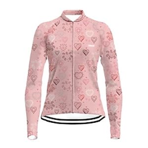 21Grams Women's Cycling Jersey Long Sleeve Bike Top with 3 Rear Pockets Mountain Bike MTB Road Bike Cycling Breathable Quick Dry Moisture Wicking Rosy Pink Heart Spandex Polyester Sports Clothing Lightinthebox