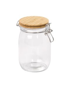 Tala 980ML Glass Jar with Bamboo Clip Top Lid Stainless Steel Clips & Clear Silicone Seals