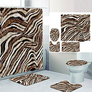 Plain Color Series11 Digital Printing Four-piece Set Shower Curtains and Hooks Modern Polyester Machine Made Waterproof Bathroom Lightinthebox