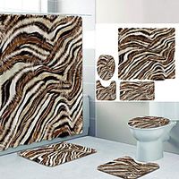 Plain Color Series11 Digital Printing Four-piece Set Shower Curtains and Hooks Modern Polyester Machine Made Waterproof Bathroom Lightinthebox - thumbnail