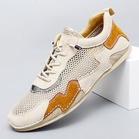Men's Casual Shoes Moccasin Comfort Shoes Plus Size Vintage Casual British Outdoor Daily Hiking Shoes Walking Shoes Safety Shoes Leather Mesh Breathable Sand color Black Grey Spring Lightinthebox