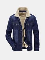 Windproof Fleece Denim Jackets - thumbnail