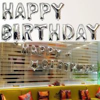 13Pcs/set Silver Aluminum Foil HAPPY BIRTHDAY Balloon Alphabet Balloons Birthday Party Decor