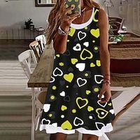 Women's Plus Size Casual Dress Heart Crew Neck Print Sleeveless Spring Summer Casual Short Mini Dress Daily Vacation Dress Lightinthebox - thumbnail