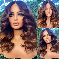 Remy Human Hair 13x4 Lace Front Wig Middle Part Brazilian Hair Loose Wave Brown Multi-color Wig 130% 150% Density with Baby Hair Ombre Hair 100% Virgin Pre-Plucked For Women Long Human Hair Lace Wig Lightinthebox