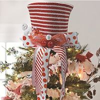 Christmas Tree Topper Hat Xmas Party Dress Band Tree Top Hat with Ribbon Christmas Tree Decoration Event Dresses for Women Elegant miniinthebox - thumbnail