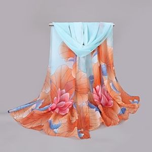 Watercolor Travel Cape With Lotus Pattern For Women miniinthebox