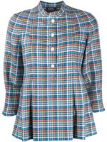 A.P.C. plaid print peplum blouse - Blue