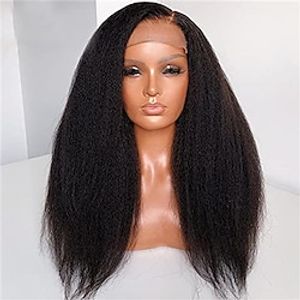 Deep Parting 13x6 Lace Front Human Hair Wig Pre Plucked With Baby Hair Brazilian Kinky Straight Invisible Lace Front Wigs For Women 180 Density Lightinthebox