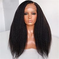 Deep Parting 13x6 Lace Front Human Hair Wig Pre Plucked With Baby Hair Brazilian Kinky Straight Invisible Lace Front Wigs For Women 180 Density Lightinthebox - thumbnail