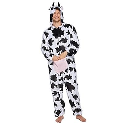 cow Kigurumi Pajamas Adults' Men's Women's Cute Funny Costume Carnival Masquerade Christmas Halloween Carnival Easy Halloween Costumes Lightinthebox