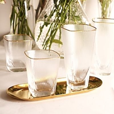 1pcs Wine Glasses European Glass Transparent Hammer Eye Pattern Square Drink Glass Glacier Pattern Household Lightinthebox