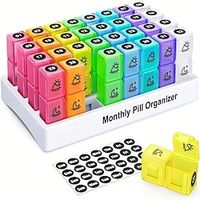 1pc 30 Day Pill Organizer Monthly, Portable One Month Pill Box Cases With 32 Twice A Day AM PM Compartments For Vitamins, Fish Oil, Supplements  Medications Lightinthebox - thumbnail