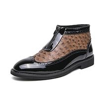 Men's Boots Formal Shoes Brogue Dress Shoes Casual Daily PU Warm Comfortable Booties  Ankle Boots Zipper Slip-on Black Brown Winter Lightinthebox - thumbnail