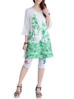Chinese Style Embroidery O-Neck Half Sleeve Women Dresses