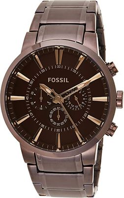 Fossil Million Dollar Brown Chronograph Stainless Steel Watch Analogue Men's Watch with Quartz Movements Stopwatch and Timer Functionality, Brown/Brown, Dress, FS4357
