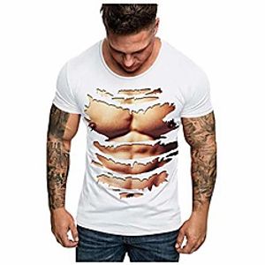 anglewolf men's 3d printed t shirt personalized summer casual tee shirts jumper,funny fake muscle pattern mens realistic short sleeve t shirts designer,top for men boys teenagers(d white,m) miniinthebox