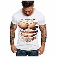 anglewolf men's 3d printed t shirt personalized summer casual tee shirts jumper,funny fake muscle pattern mens realistic short sleeve t shirts designer,top for men boys teenagers(d white,m) miniinthebox - thumbnail