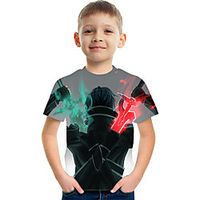 Kids Boys' T shirt Tee Short Sleeve Graphic Children Tops Active Black 3-12 Years Lightinthebox - thumbnail