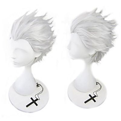 Silver White Short Men's Cosplay Wig Halloween Wig miniinthebox