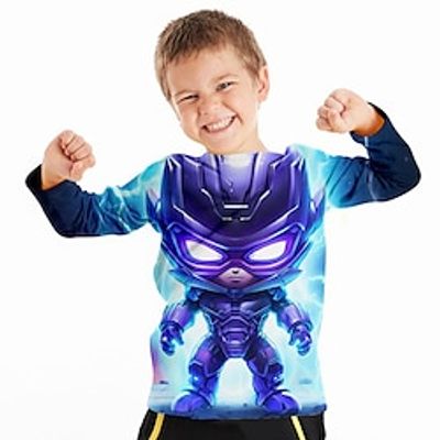 Boys 3D Cartoon Tee Shirt Long Sleeve 3D Print Fall Winter Sports Fashion Streetwear Polyester Kids 3-12 Years Crew Neck Outdoor Casual Daily Regular Fit Lightinthebox