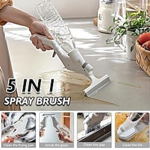 5pcsset, Multifunctional Spray Cleaning Brush Set, Kitchen Brush, For Bathroom Toilet Wall With Removable 4 Brushes, Cleaning Tools, Kitchen Accessories Lightinthebox