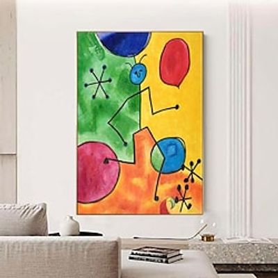 Handmade Hand Painted Oil Painting Wall Art Colorful Geometry Oil Painting Home Decoration Decor Rolled Canvas No Frame Unstretched miniinthebox