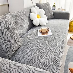 Leaf Jacquard Sofa Cover Stretch Slipcovers Soft Durable Couch Cover Sage Green 1 Piece Spandex Fabric Washable Furniture Protector fit Armchair SeatLoveseatSofaXL SofaL Shape Sofa Lightinthebox
