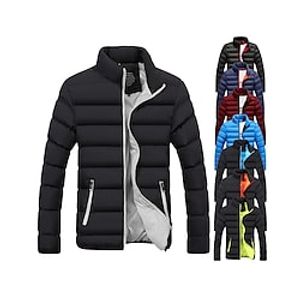 Men's Running Jacket Puffer Jacket Quilted Full Zip Long Sleeve Top Athletic Athleisure Winter Thermal Warm Breathable Moisture Wicking Fitness Running Jogging Sportswear Activewear Solid Colored miniinthebox